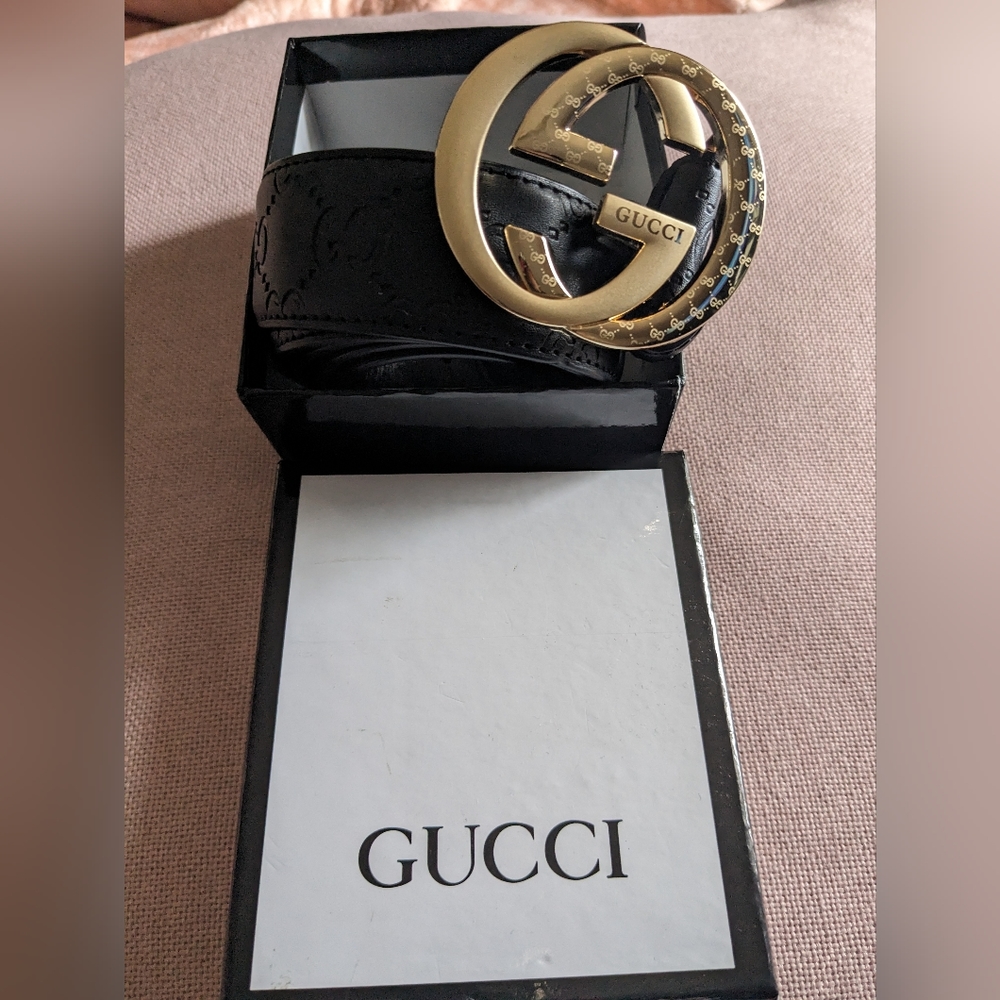 Gucci Belt Interlocking Gold G (Black Leather)